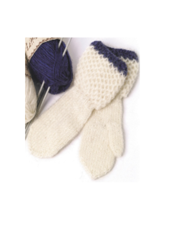 Barnavettlingar með vöffluprjónskanti - Lopidesign